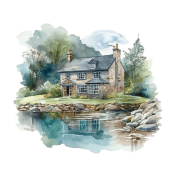 Home watercolor clipart, png