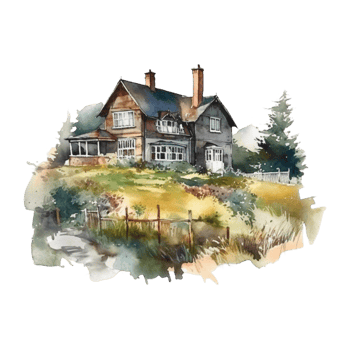 Home watercolor clipart, png