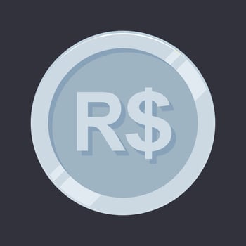 Real Brazilian Coin Silver BRL Tin Money Vector