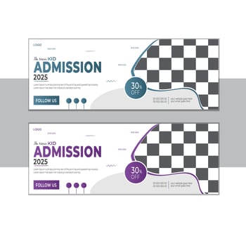 School Admission Timeline Cover and Web Banner Template, Back to School Social Media Cover Template vector