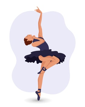 A woman in a blue dress is dancing ballet. Classical ballet. Illustration, poster, vector