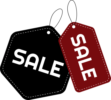 a social  lable sale black and red with white dashed border png