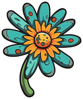 abstract doodle flower art, floral decorative illustration for sticker and printing png
