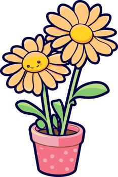 cute sunflower, floral decorative illustration for sticker and printing png