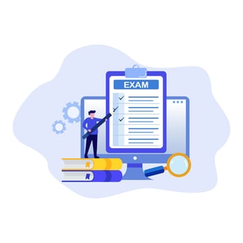 Vector exam concept examination online test answer checklist
