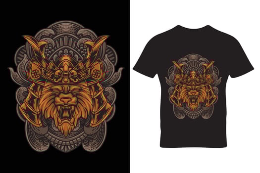 tiger head illustration with engraving ornament vector