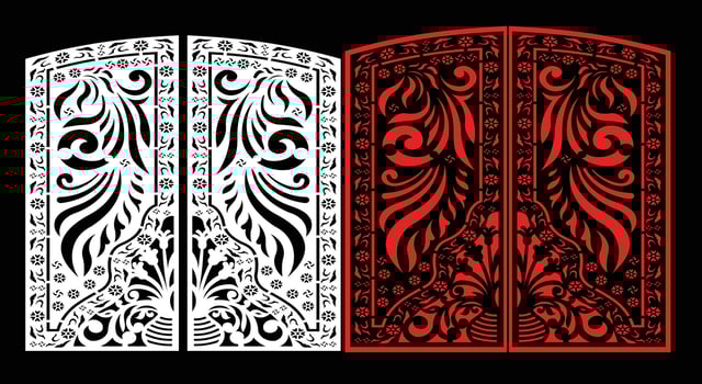 Decorative wall panels set Jali design for graphic and plywood,partition, foam, acrylic and CNC machine cutting. vector