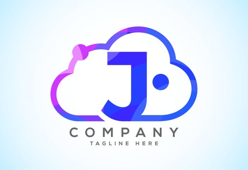 English alphabet with the cloud. Cloud computing service logo. Cloud technology low poly style logo vector