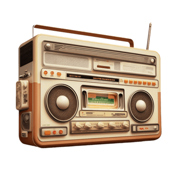 Retro Portable Stereo Boombox Radio Cassette Recorder 80s. Vintage Boom Box Cassette Tape Player. png