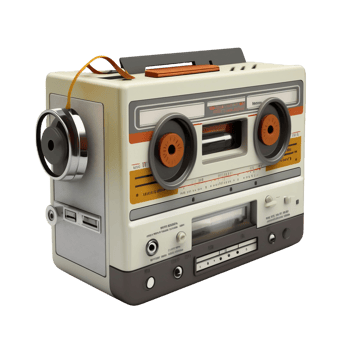 Retro Portable Stereo Boombox Radio Cassette Recorder 80s. Vintage Boom Box Cassette Tape Player. png