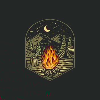 Bonfire hand drawn line style with digital color, vector illustration