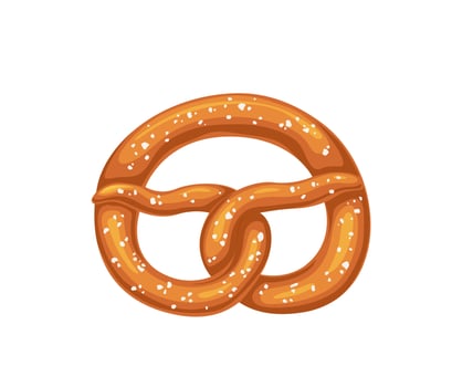 Cartoon pretzel, vector traditional salty bretzel