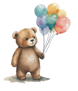 Ai Generate Cute Bear With Balloon Watercolor Painting png