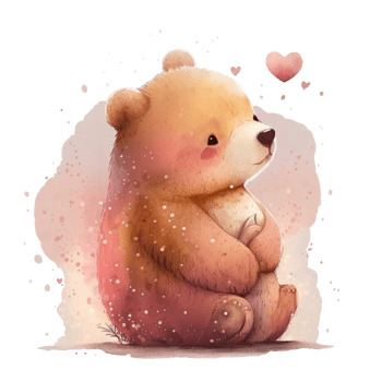 Ai Generate Valentine Bear Love Cupid Cartoon Painting png