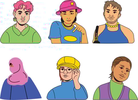 people in poses. Set of men and women avatars in flat style. Vector illustration