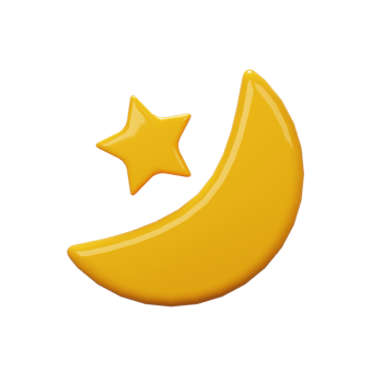 3D Moon and Star Icon png
