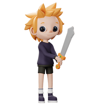 3D Male Using Sword Icon png