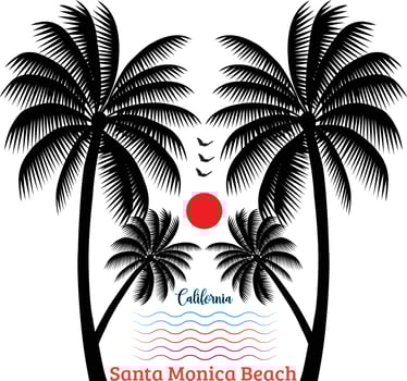 California Santa Monica Beach T-shirt Design vector