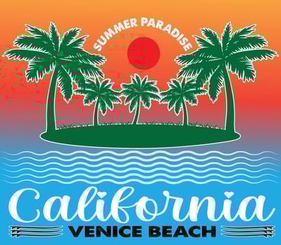 Summer Paradise California Venice Beach T-shirt Design vector