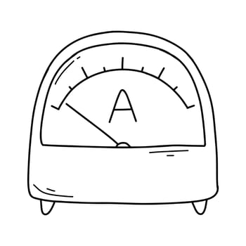 Vector illustration of an ammeter in doodle style. Linear measuring device. metrological instrument. World Metrology Day.