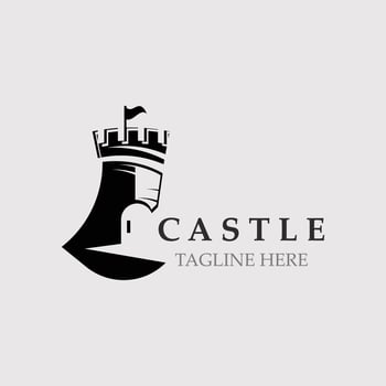 Castle logo graphic template design, Ancient castle vintage vector