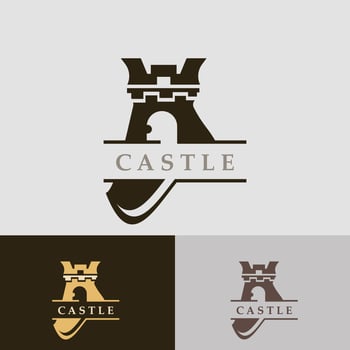 Castle logo graphic template design, Ancient castle vintage vector
