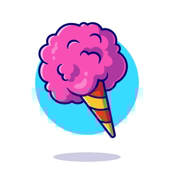 Cotton Candy Floss Cartoon Vector Icon Illustration. Food  Object Icon Concept Isolated Premium Vector. Flat Cartoon  Style
