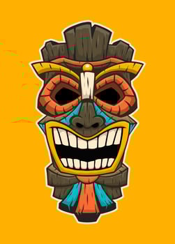 Tiki God Mask Cartoon Pacific vector