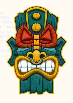 Tiki Mask Traditional Tropical Tribe vector