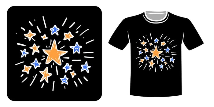 shining star image for t-shirt design vector