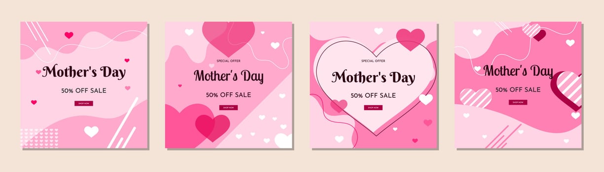 Mother's Day social media post collection template design vector