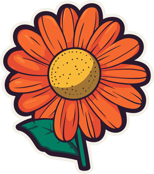 blooming cute flower cartoon art, floral decorative illustration for sticker and printing png