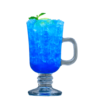 Blue Hawaii summer cocktail and mint leaves png