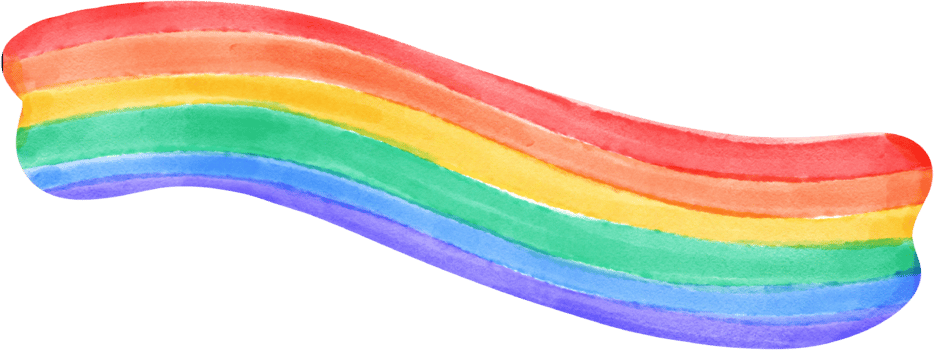 Cute pride rainbow banner cartoon hand drawn watercolor png
