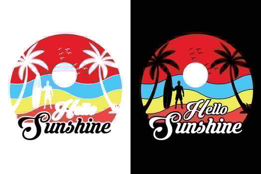 Summer t-shirt design, summer beach vacation t-shirts, summer surfing t-shirt vector design