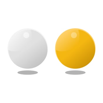 White and orange ping-pong balls isolated on white background. realistic design, illustration, sport equipment vector