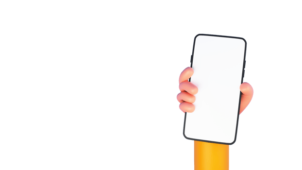 3D Render of Human Hand Holding Smart Phone. Blank Screen for your Product Advertisement or App Presentation. png