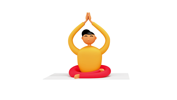 3D Cartoon Woman Meditating In Lotus. png