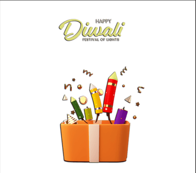 3D render of a box with full of firecrackers and golden confetti's for Indian festival of lights, Diwali or Deepawali. png