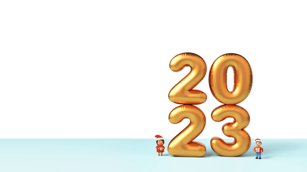 3D Golden Balloon 2023, Character on PNG Background.