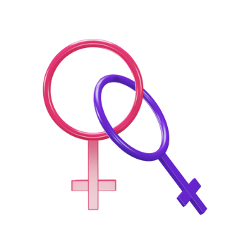 3D Render of Two Female Gender Symbol. png