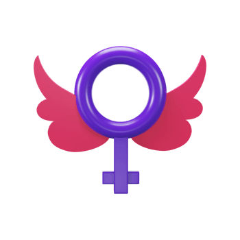 3D Render of Female Gender Sign With Wings. png