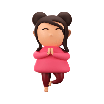 3D Style Beautiful Little Girl Standing One Leg Folded In Prayer Pose. png