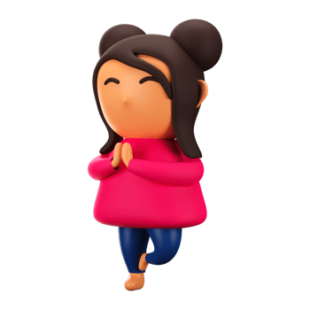 3D Render Cartoon Beautiful Girl Standing One Leg Folded In Prayer Pose. png