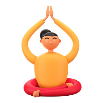 3D Render Cute Cartoon Young Girl in Yoga Pose. png