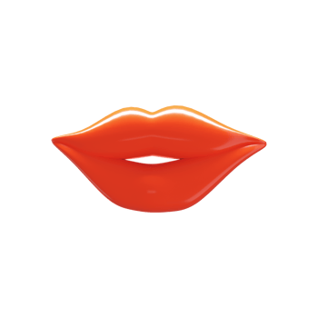 3D Glossy Lips Element In Dark Orange Color. png