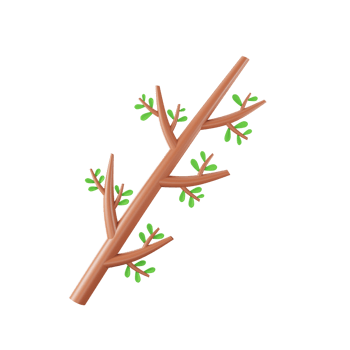 3D Render of Tree Branch Element In Green And Brown Color. png
