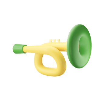 3D Render of Trumpet Element In Green And Yellow Color. png
