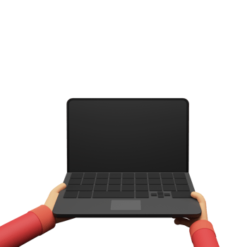 3D Rendering of Human Hands Holding Laptop. png