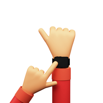 3D Render of Human Hand, Tapping on Smart Wrist Watch. Blank Screen for your Product Advertisement or App Presentation. png